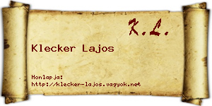 Klecker Lajos névjegykártya